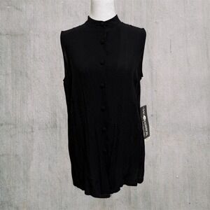 Sag Harbor Petite S Women Black Tank Button Up NWT Grunge Punk Style Gothic